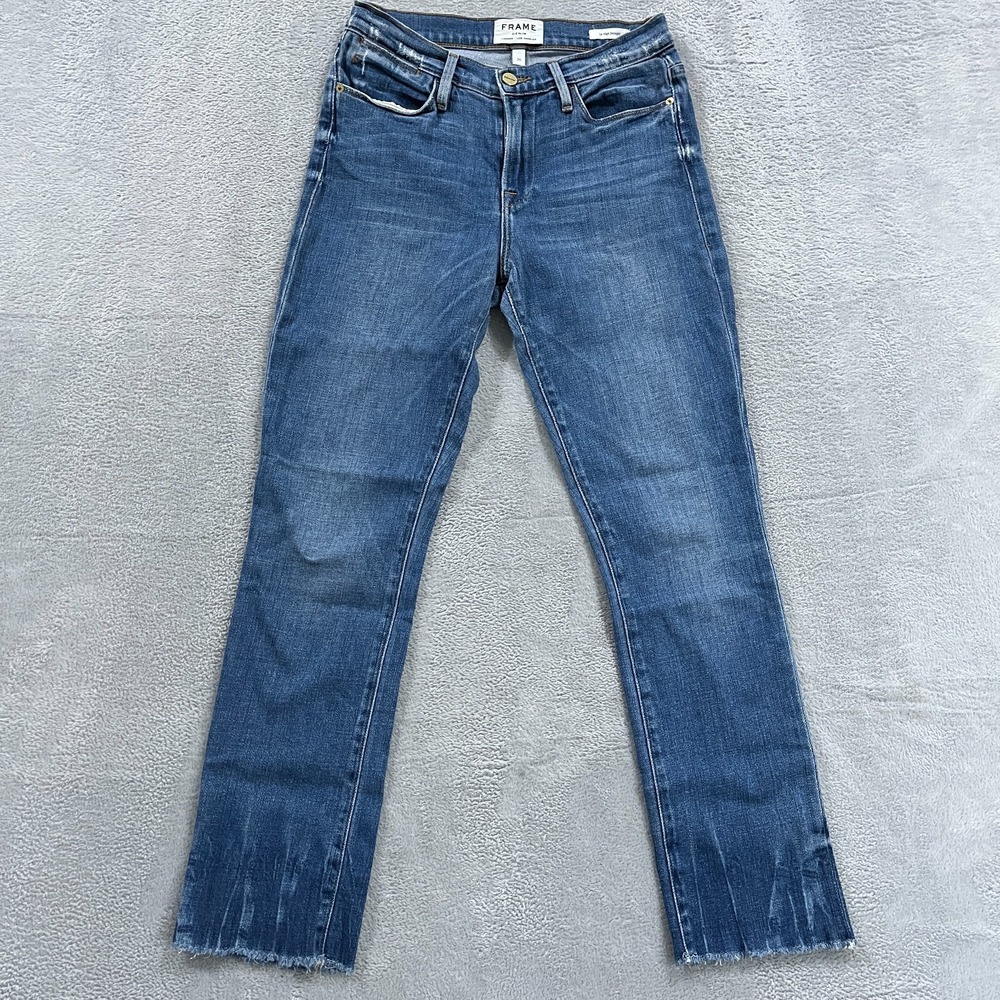 Frame Le High Straight Jeans Women's 26 Denim Y2K Stretch Whiskered